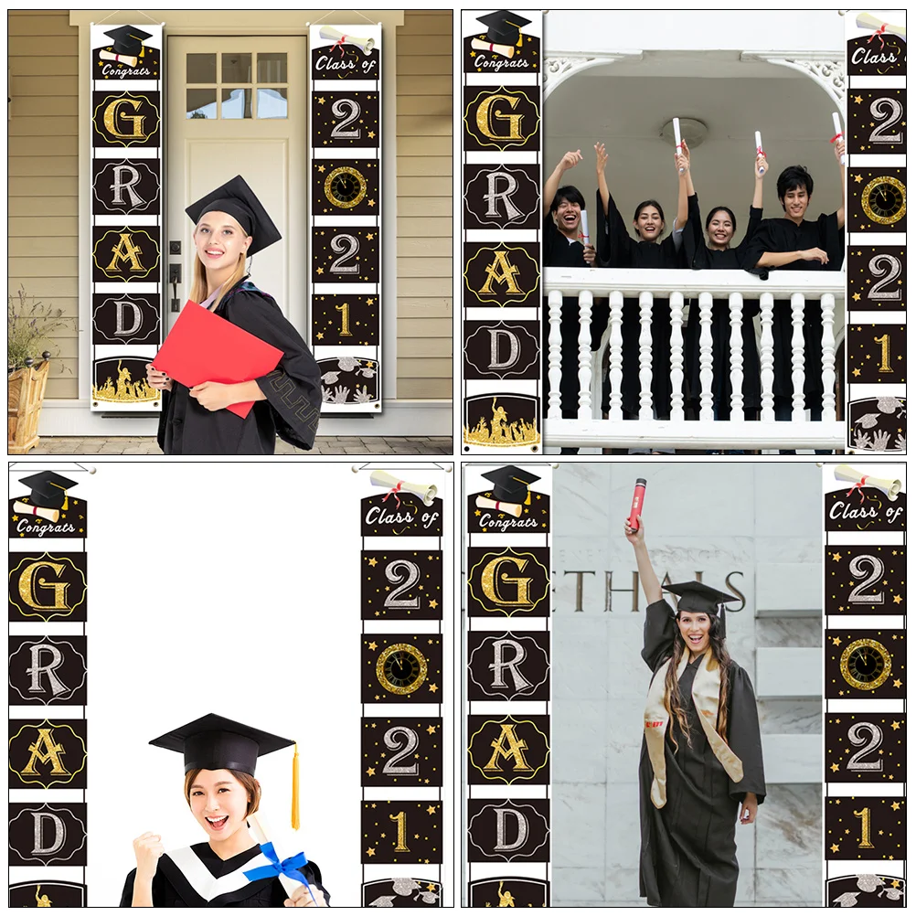 

Wreath Graduation Season Banner Door Curtains 2021 Congrats Oxford Cloth Couplet