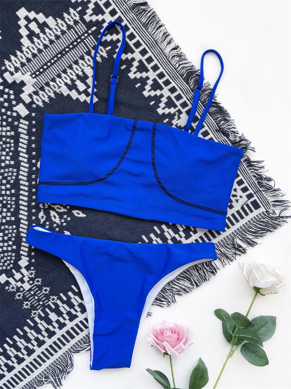 Blue Swimsuit Micro Sling Bikini Thong Trend Design Swimwear 2-piece Women Summer Suit Bathing Bikinis Set Beach Outfit Biquinis