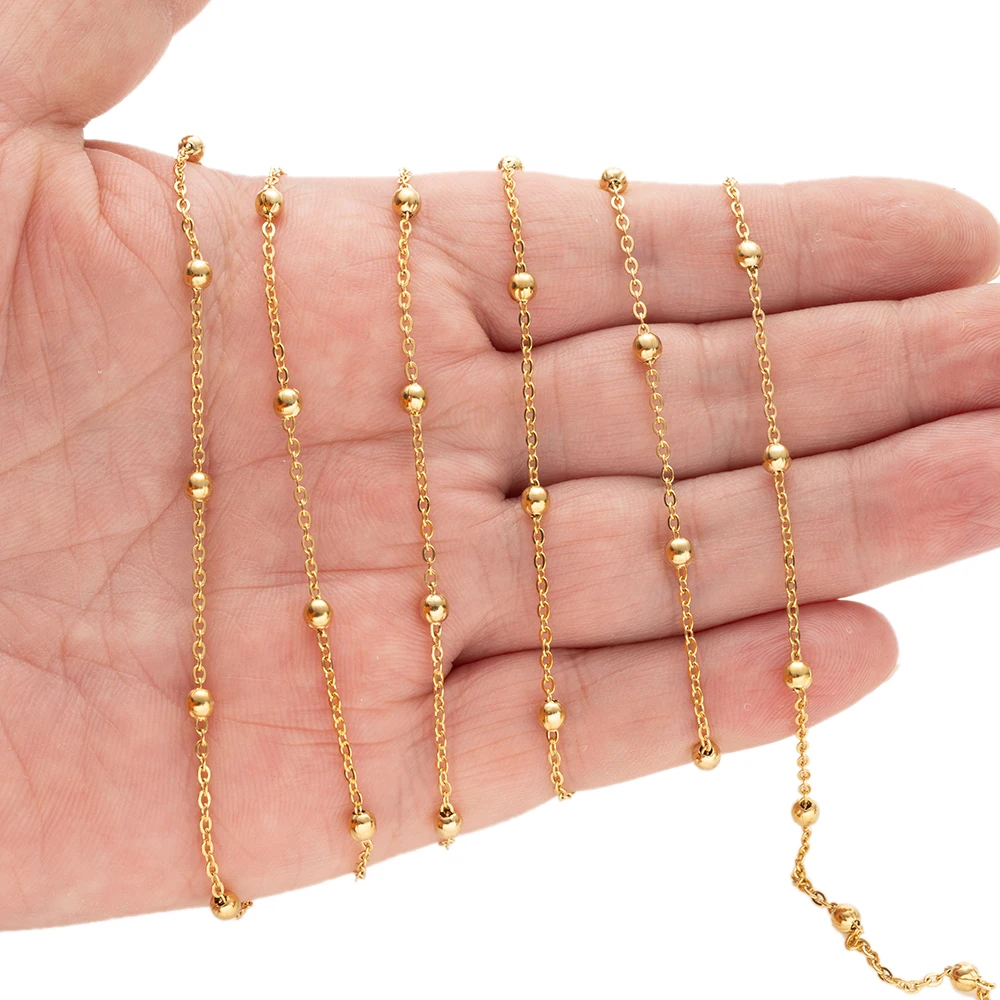 2/10Meters Stainless Steel Chains Gold Color Beads Chain for Jewelry Making DIY Necklace Bracelet Accessories Supplies Materials view 6