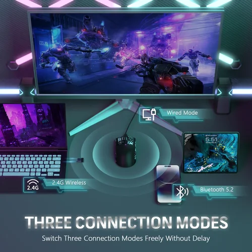 Imagen 2 del producto Gran oferta de ratón inalámbrico para Gamer ATTACK SHARK X11 con base de carga Sensor de juego PixArt PAW3311 22000 DPI, ratón inalámbrico BT/2,4G