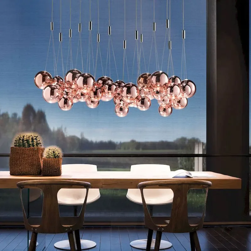 Nordic Glass Ball Shade Pendant Lamp Suspension Luminaire for Restaurant Dining Room Living Room