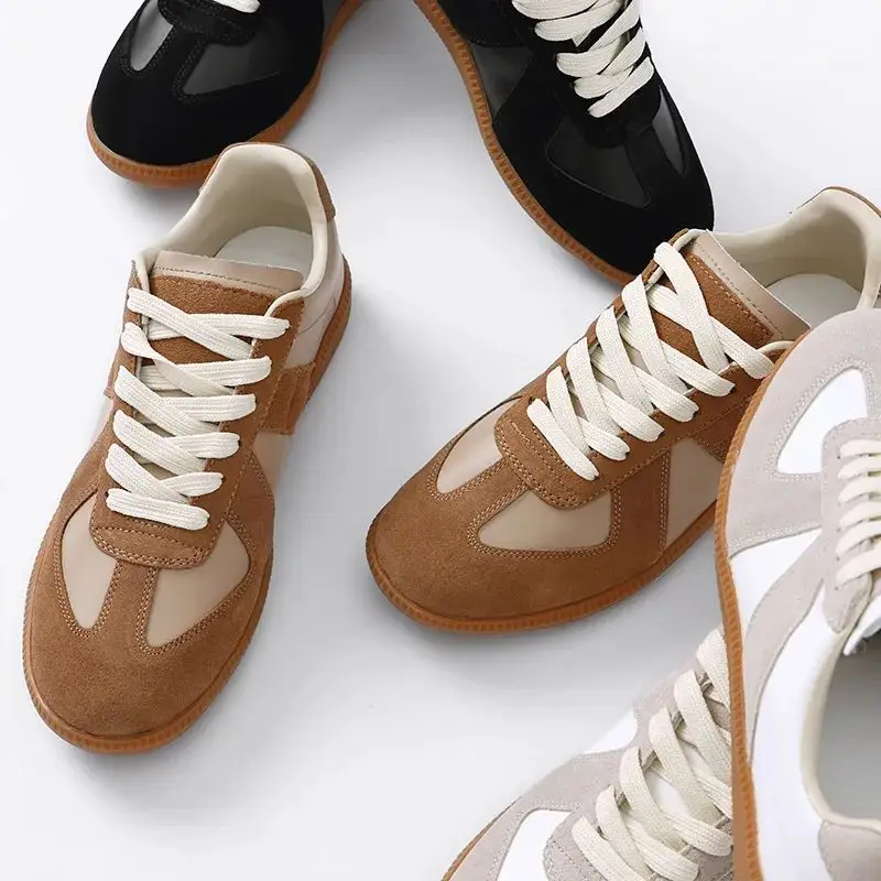 Luxury Feel M6 Vintage AGAM Men Women Casual Shoes Top Layer Leather De Xin Breathable round Toe Flat Heel Rubber Outsole