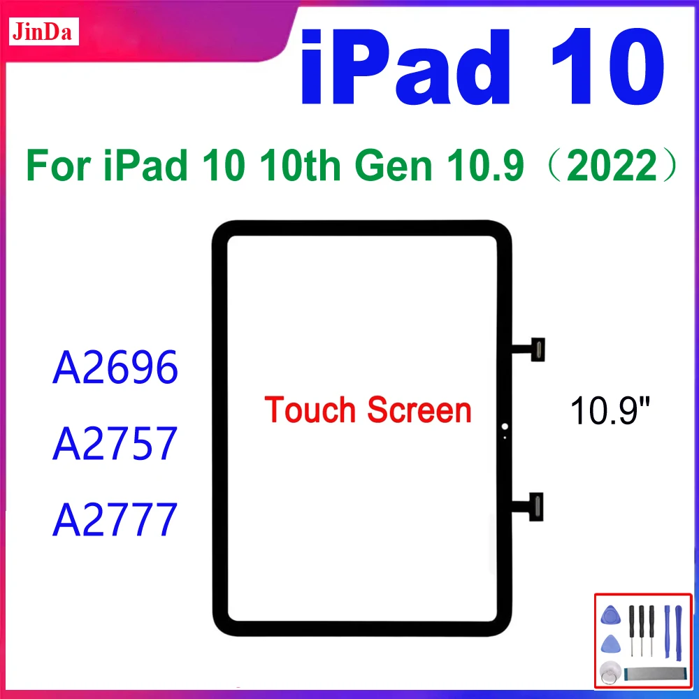 

10,9 "сенсорный экран для iPad 10, 10-го поколения 10,9 2022 A2696 A2757 A2777, дигитайзер сенсорного экрана, стекло для iPad 10, замена сенсорного экрана