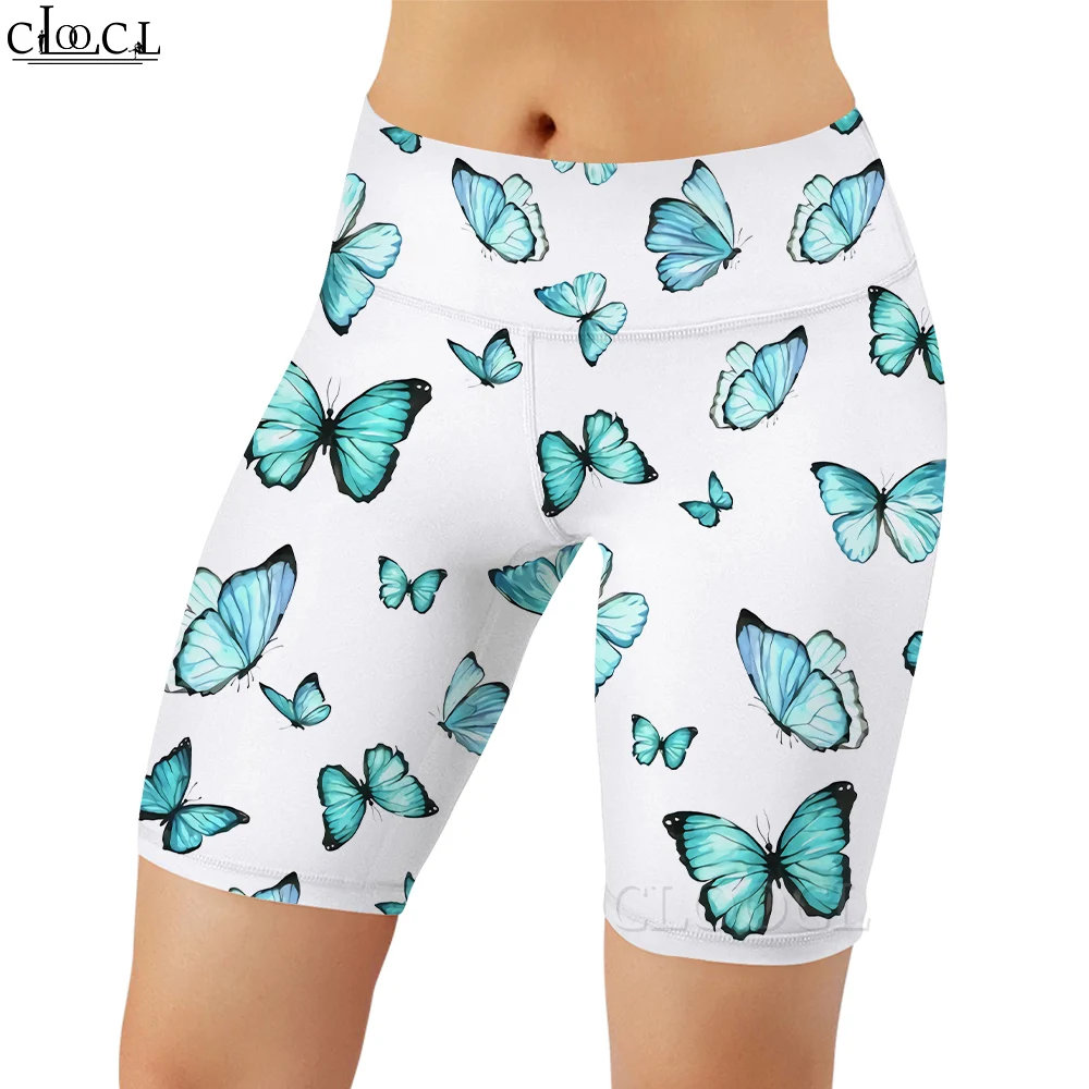 CLOOCL Women Legging Butterfly 3D Graphics Printed Shorts Casual Sexy for Female Outdoor Workout Sports Push-up White Leggings