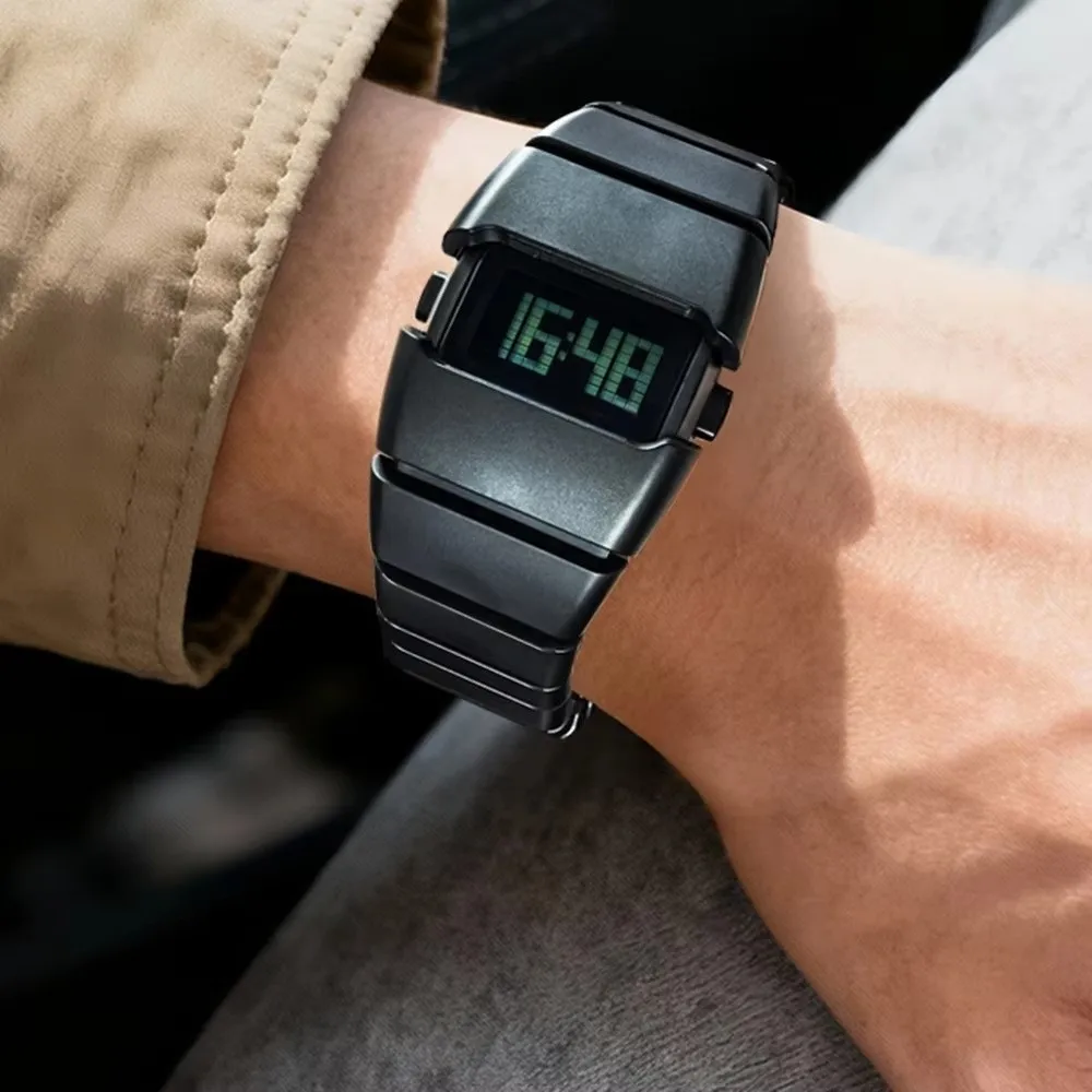 American-Style Trendy Plastic LED Electronic Watch Stainless Steel Lightweight Sports Watch Unique Digital Wristwatch Students