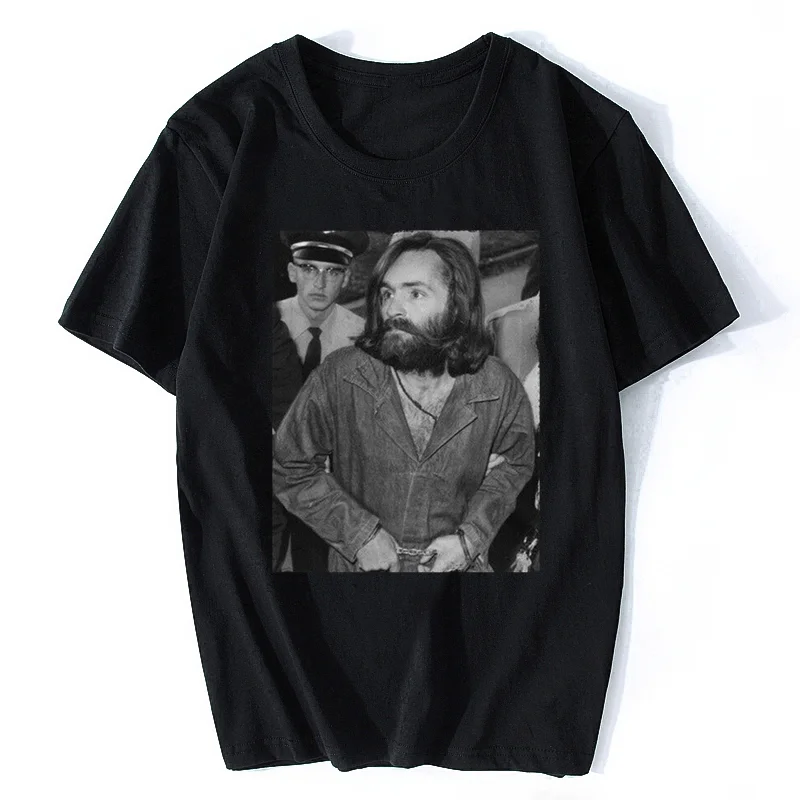 Charles Manson T-Shirt Manson Family TShirt American Criminal Cult T Shirt Men Cotton Quality Tee Shirt