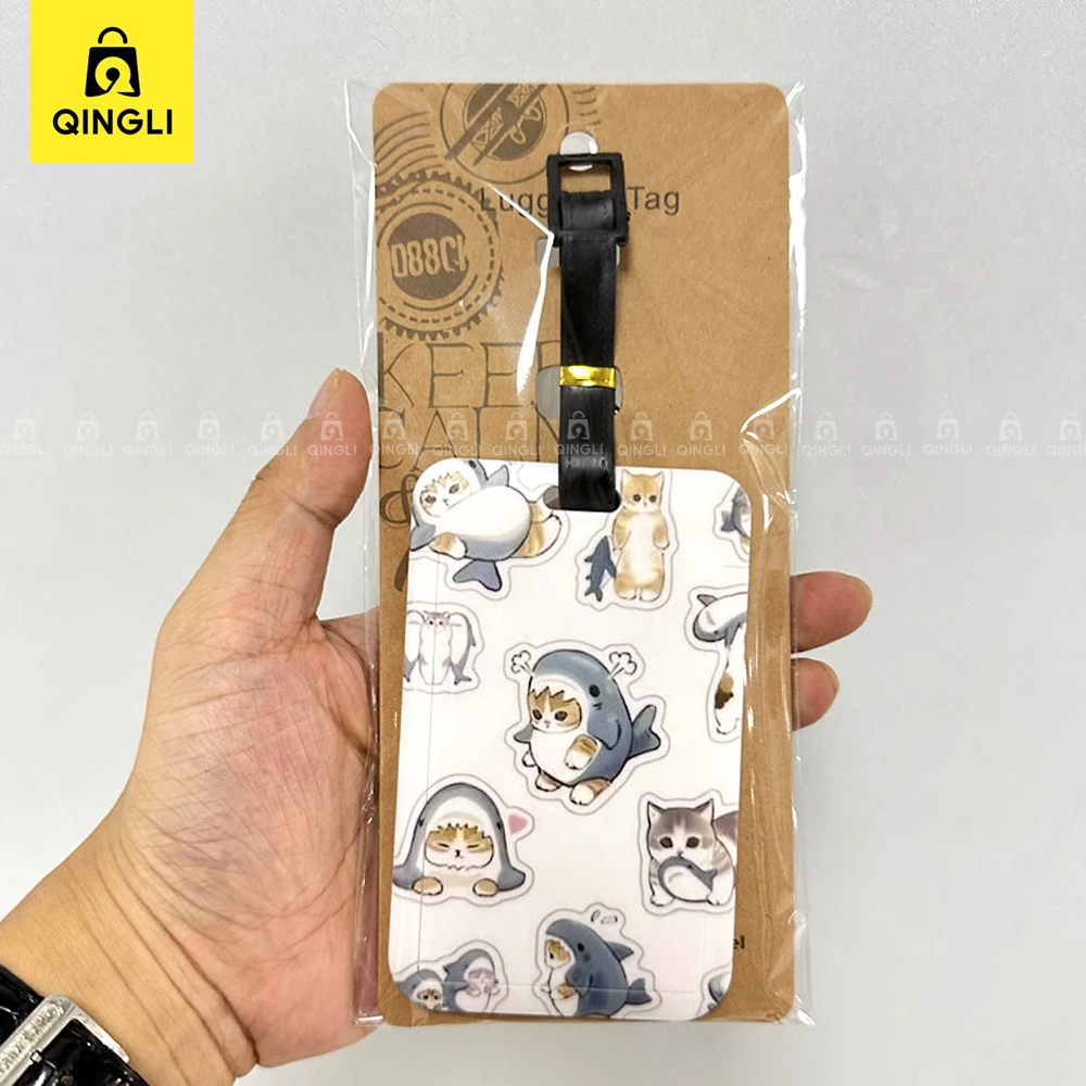 New Cartoon Animal Shark Cat etichetta per bagagli per donna uomo accessori da viaggio etichetta per valigia Anti-smarrimento etichetta per nome indirizzo portatile