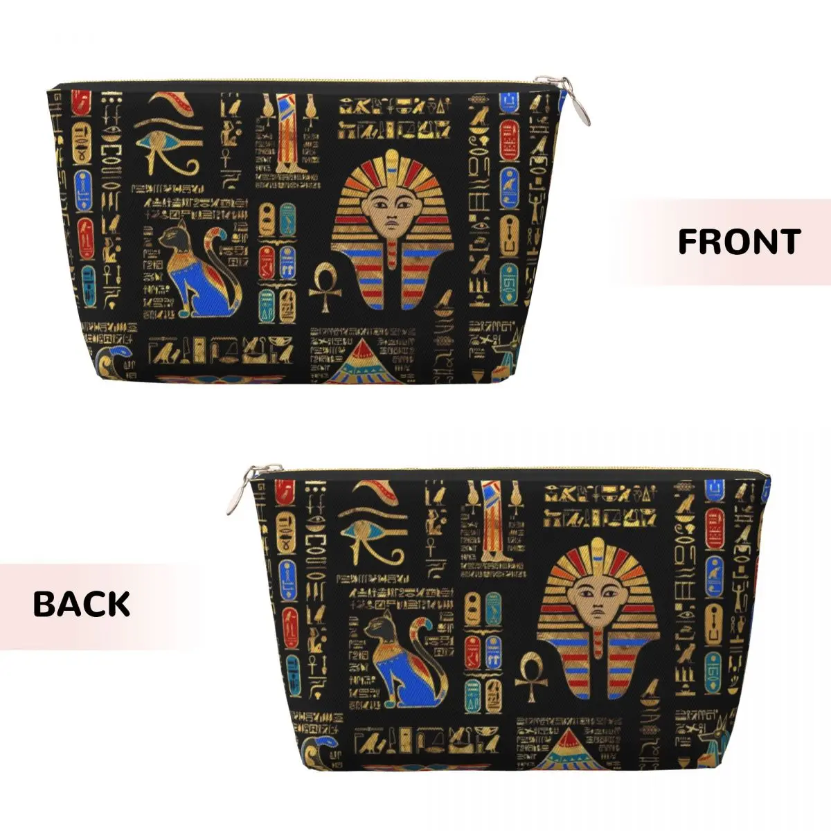 Custom Egyptian Hieroglyphs And Deities Cosmetic Bag Large Capacity Ancient Egypt Art Makeup Case Beauty Storage Toiletry Bags