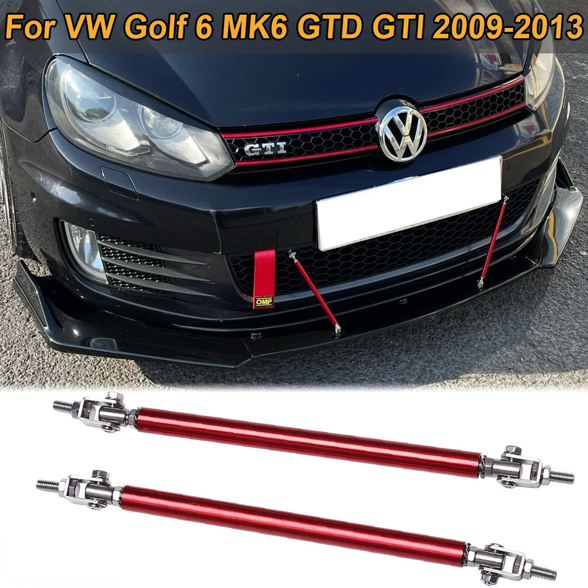 Universal Front Bumper Lip Splitter Strut Rod Tie Support Bar For VW Golf 6 MK6 GTD GTI 2009-2013 Rline Golf 7 Car Accessories