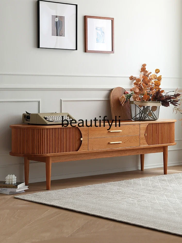 

A139 Nordic solid wood TV cabinet Japanese retro storage locker living room cherry wood furniture