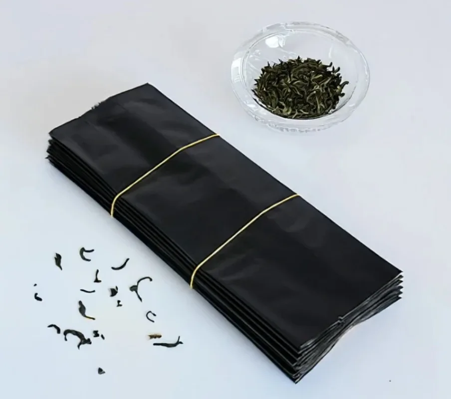 50 قطعة من أكياس رقائق الألومنيوم السوداء غير اللامعة مع أكياس جانبية، قابلة للغلق بالحرارة للقهوة والماتشا والوجبات الخفيفة DIY وتخزين المواد الغذائية الجافة