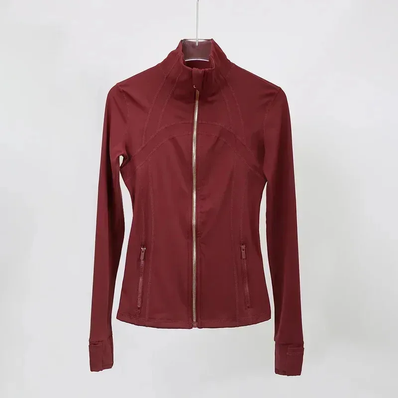 

2025 Gold Zipper Up Collection Stand Collar Jacket No Hood Jacket Yoga Set Clothing Women Fashion Outdoor Sportswear