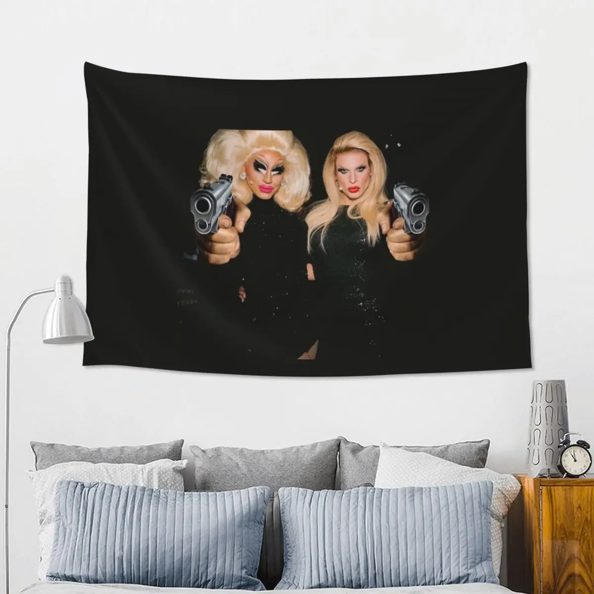 Trixie And Katya - Behind The Scenes - Dangerous Woman Meme Tapestry Art Wall Hanging Aesthetic Home Decoration Tapestries