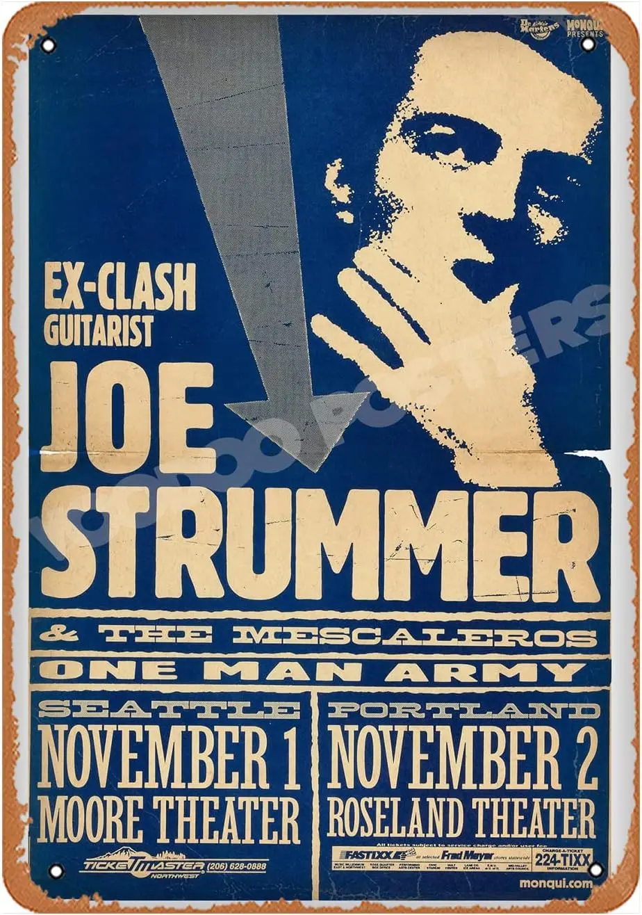 Plaque Tin Sign Joe Strummer & The Mescaleros Print Vintage Metal Tin signs Cafes Bars Pubs Shop Wall Decorative Funny Retro