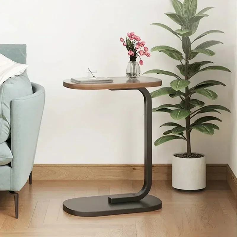 

C-shaped Side Small Coffee Living Room Sofa Home Portable Modern Light Luxury Style Home Compact Coffee Table Wood Table
