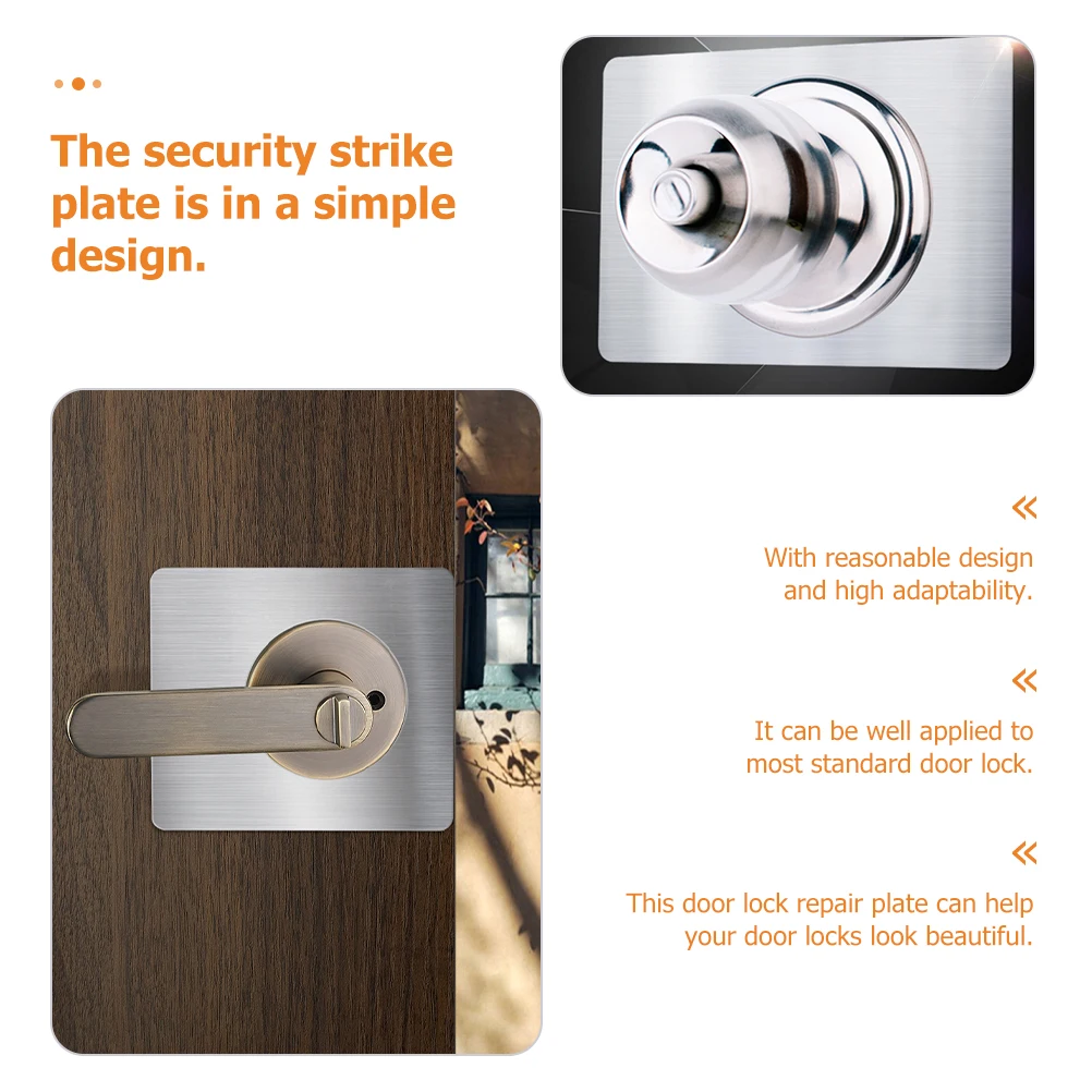 

2pcs Door Reinforcement Plates Silver Stainless Steel Knob Fixing Cover Scratch Repair Hardware Furniture Hinges