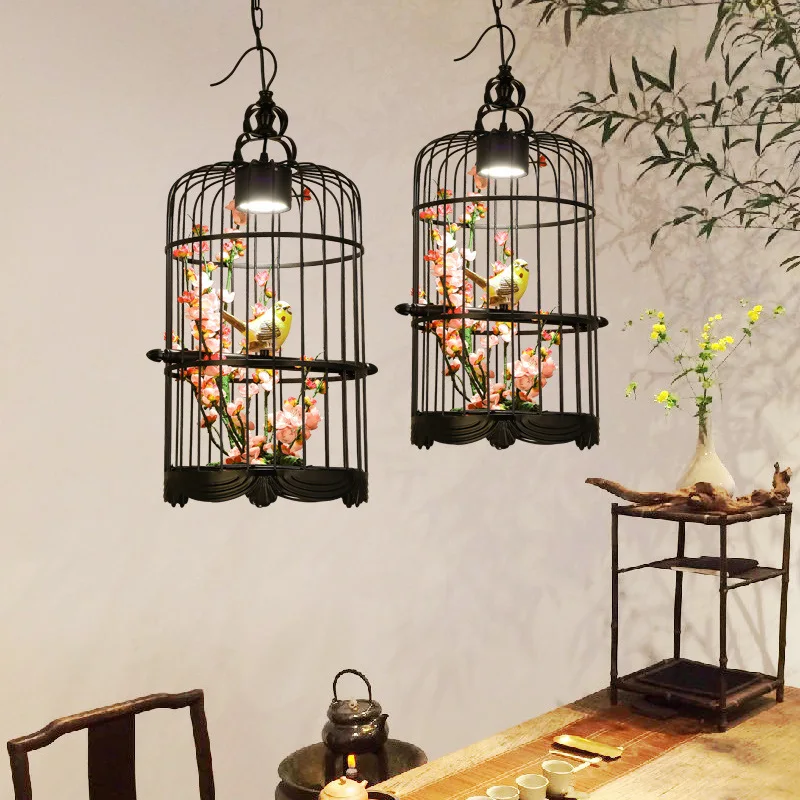 

New Chinese style, wrought iron, bird cage, chandelier, retro, restaurant