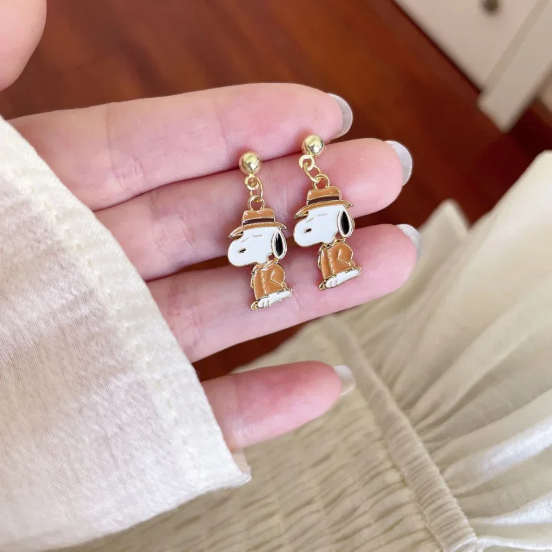 Cute Snoopy Earrings Women Fashion Personality Earring Creative Simple Metal Ear Jewelry Girls Kawaii Accessories Gifts