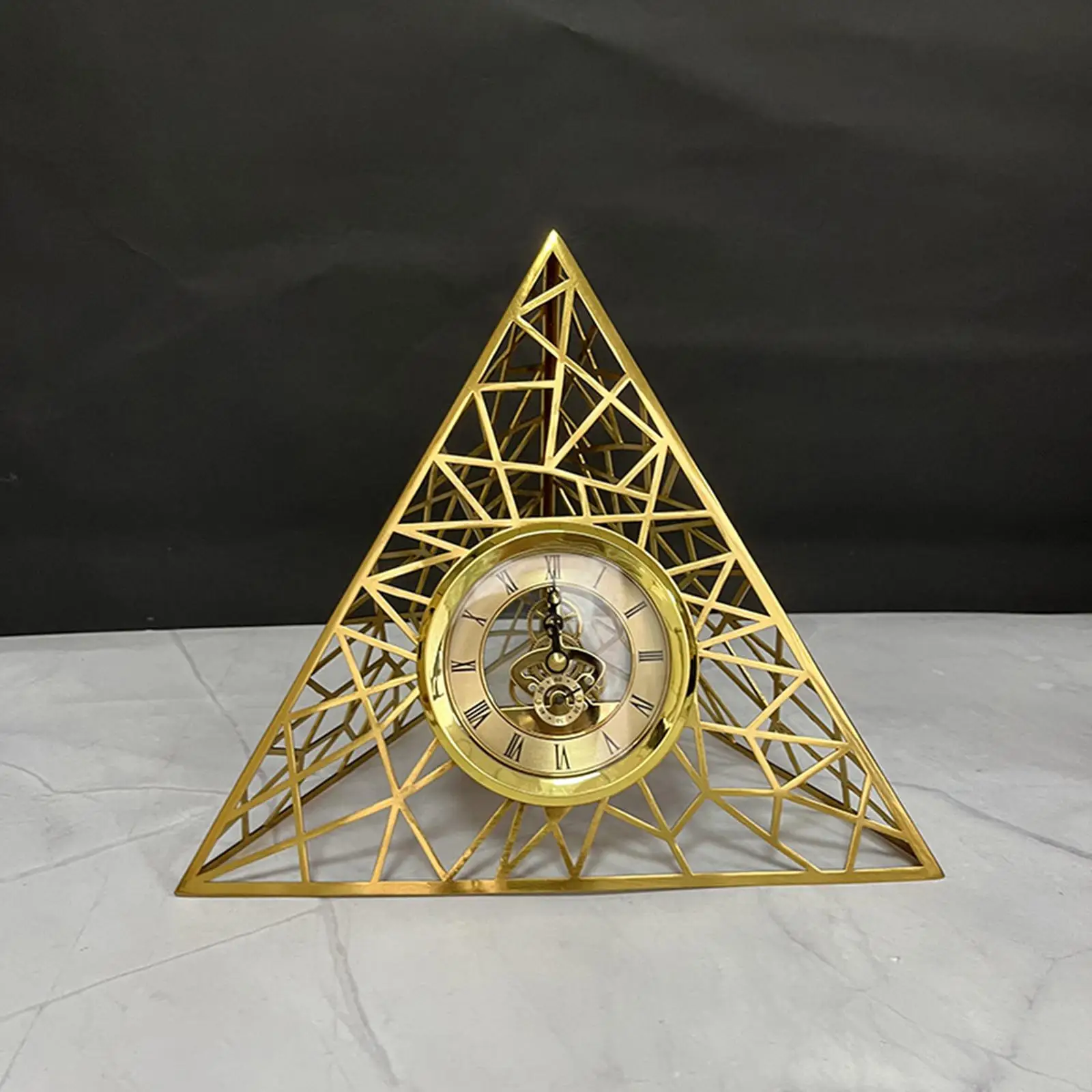 Triangular Metal lent Clock Iron Desktop Clock for Restaurant Bedroom Dorm