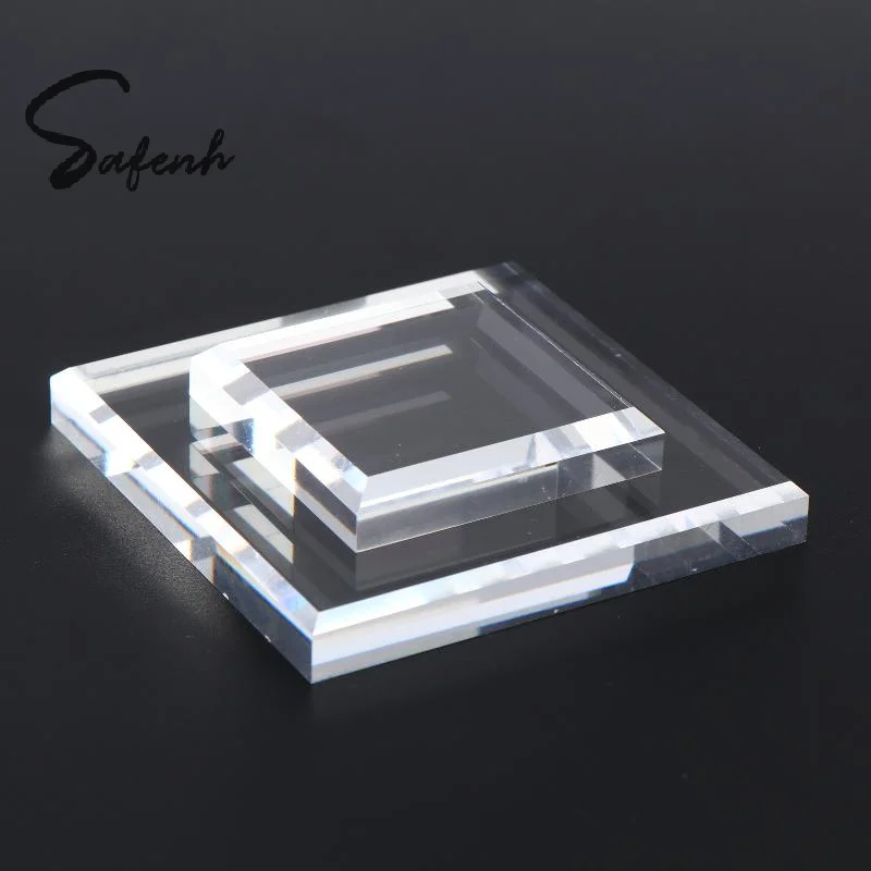 Transparent Square Cube Crystal Glass Base Craft Earrings Rings Necklace Jewelry Display Stand Home Decor Ornaments