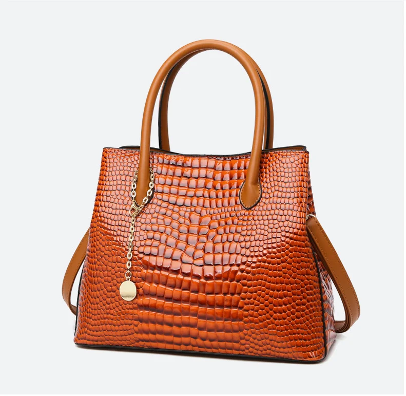 European and American Women's Bag Fashion New Crocodile Pattern Three Piece Cover Mother Bag Retro One Shoulder Handheld Straddl