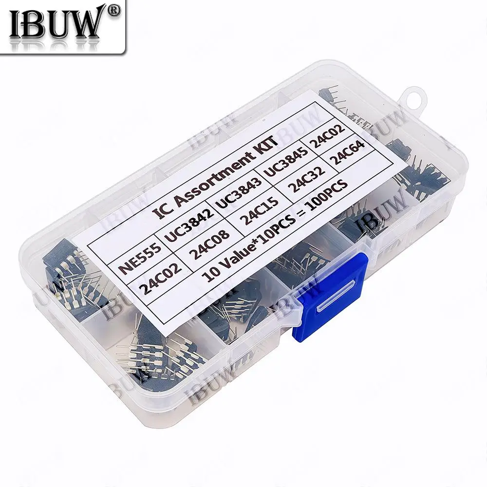 10Values IC Assortment kit NE555 UC3842 UC3843 UC3845 AT 24C02 24C08 24C15 24C32 24C64 Each 10PCS
