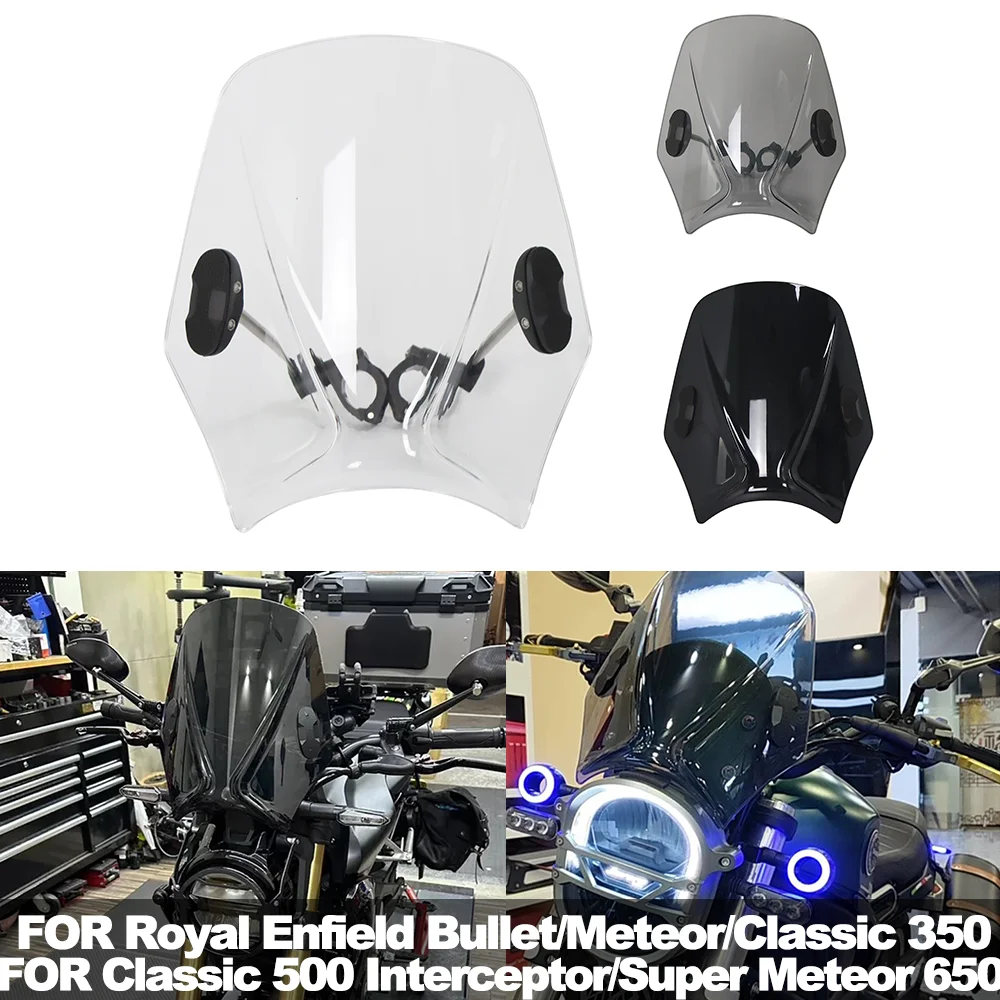 لـ Royal Enfield Classic/Bullet/Meteor 350 500 Interceptor 650 Continental GT 535 الزجاج الأمامي للدراجات النارية العالمي