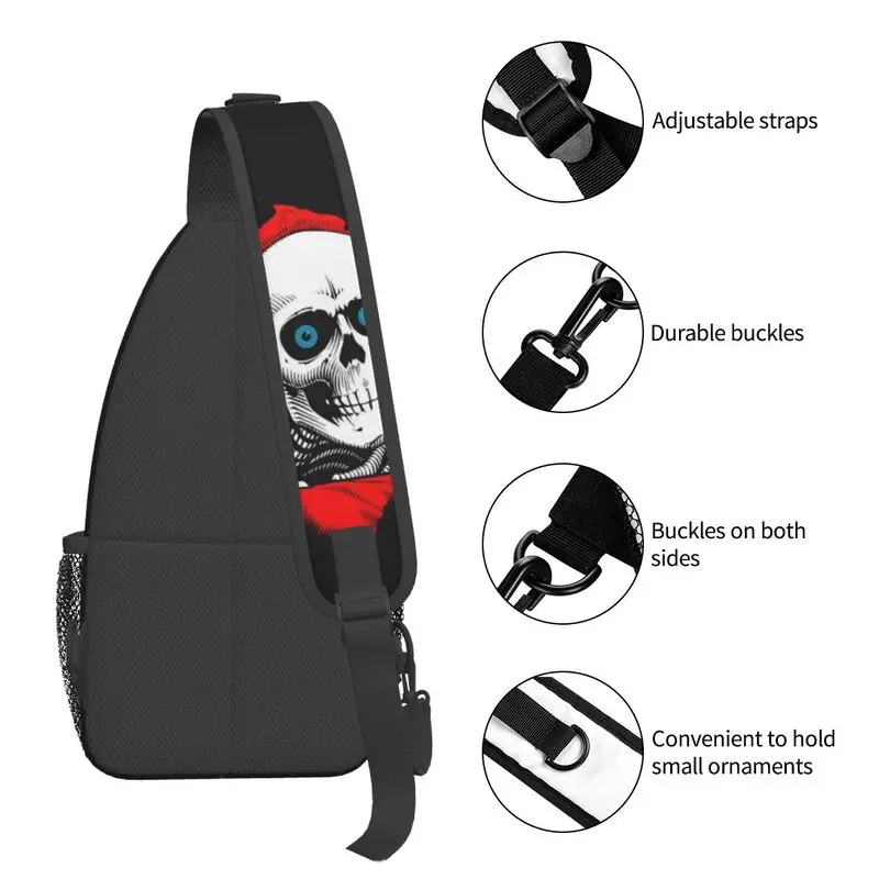 Torn Metal Skull Sling Crossbody Backpack Men Custom Gothic Skeleton Chest Shoulder Bag for Traveling Daypack