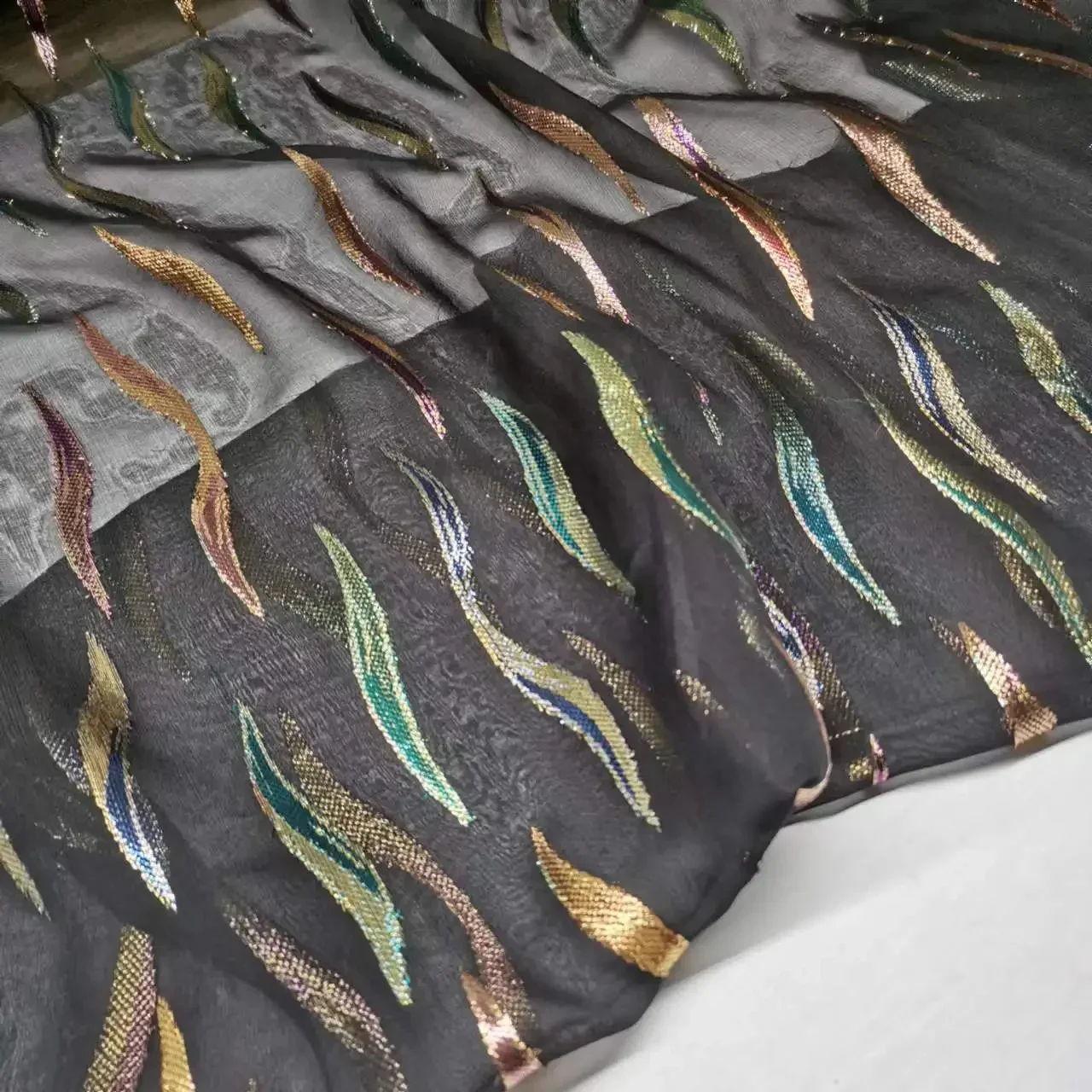 Silk Brocade Shimmer Metallic Jacquard Shiny Saree Scarf Fabric DIY Sewing Material
