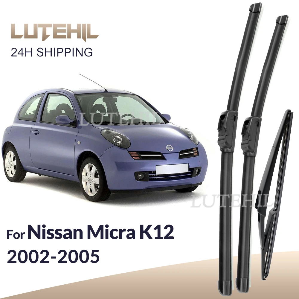 Für Nissan Micra K12 2002-2005 2003 2004 Wischer Vorder- und Hinterwischblätter Windschutzscheibe Windschutzscheibe Fensterbürsten 21"+18"+12"
