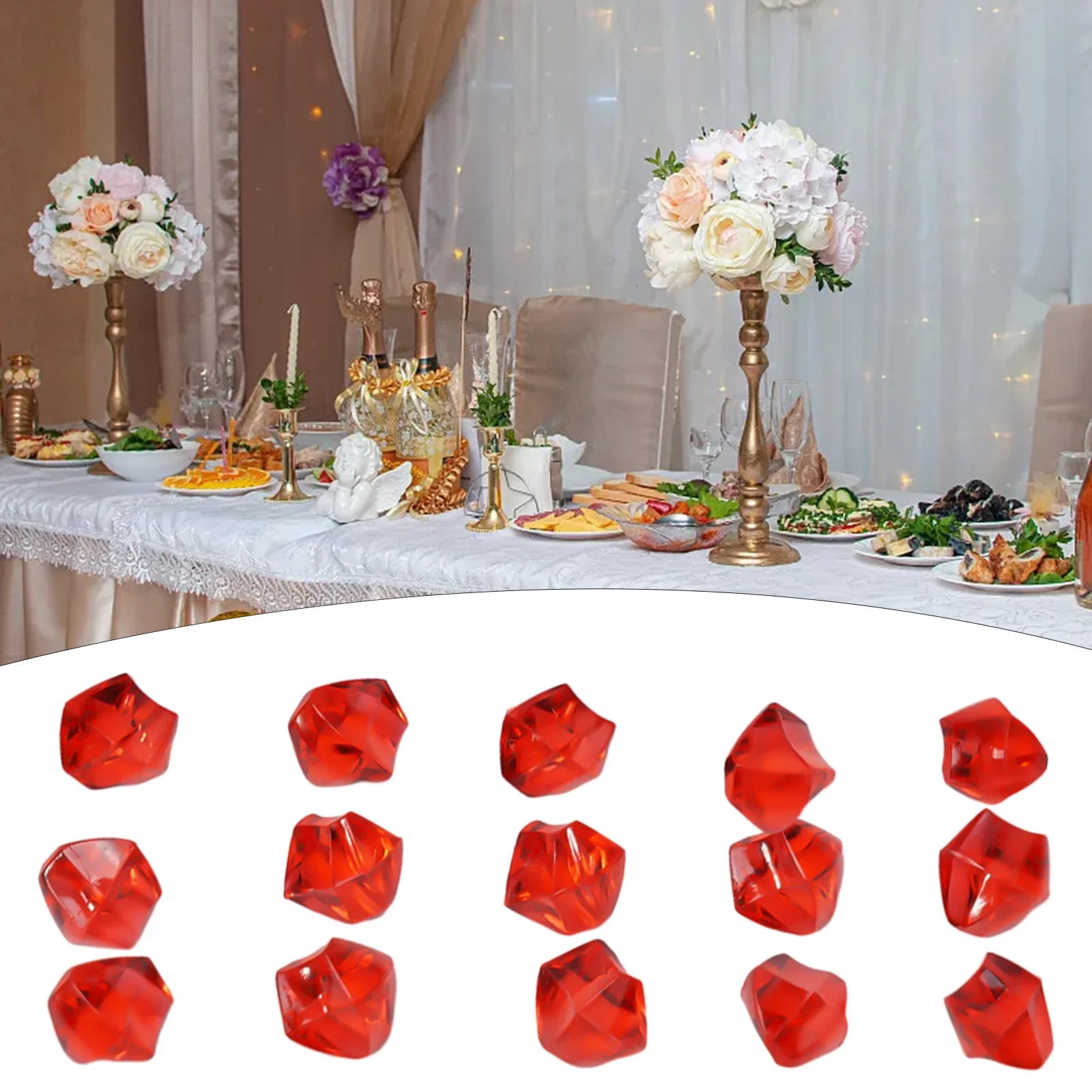 200pcs Acrylic Plastic Lucky Gem Stone Ice Rocks Table Scatter Vase Fish Tank Decoration Confetti Table Scatter Beads 6*9mm