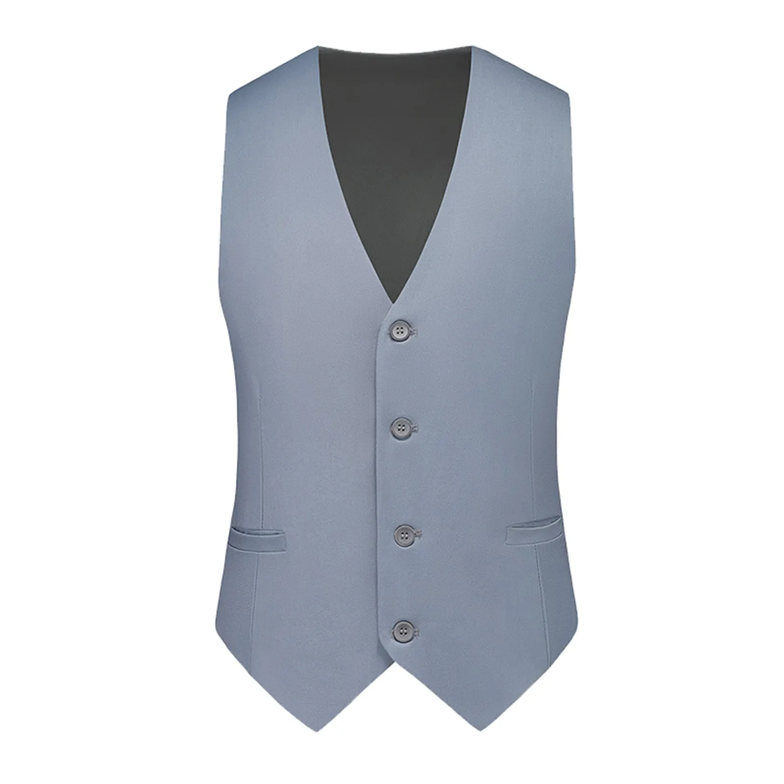 

Men Suit Vest Elegant V Neck Business Vest Sleeveless Waistcoat For Office Commute Style Solid Color Single-Breasted British