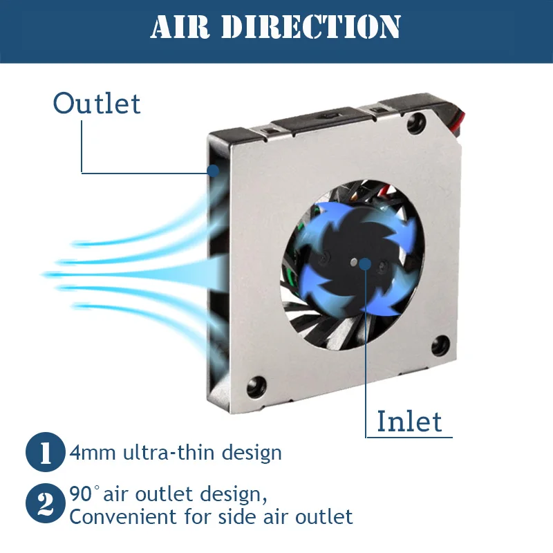 3Cm 30Mm Ventilator 30X30X4Mm 3004 5V 0.20A Miniatuur Ultradunne Blower, gebruikt Voor Side-Blazen Warmteafvoer Van Projector Flat Panel