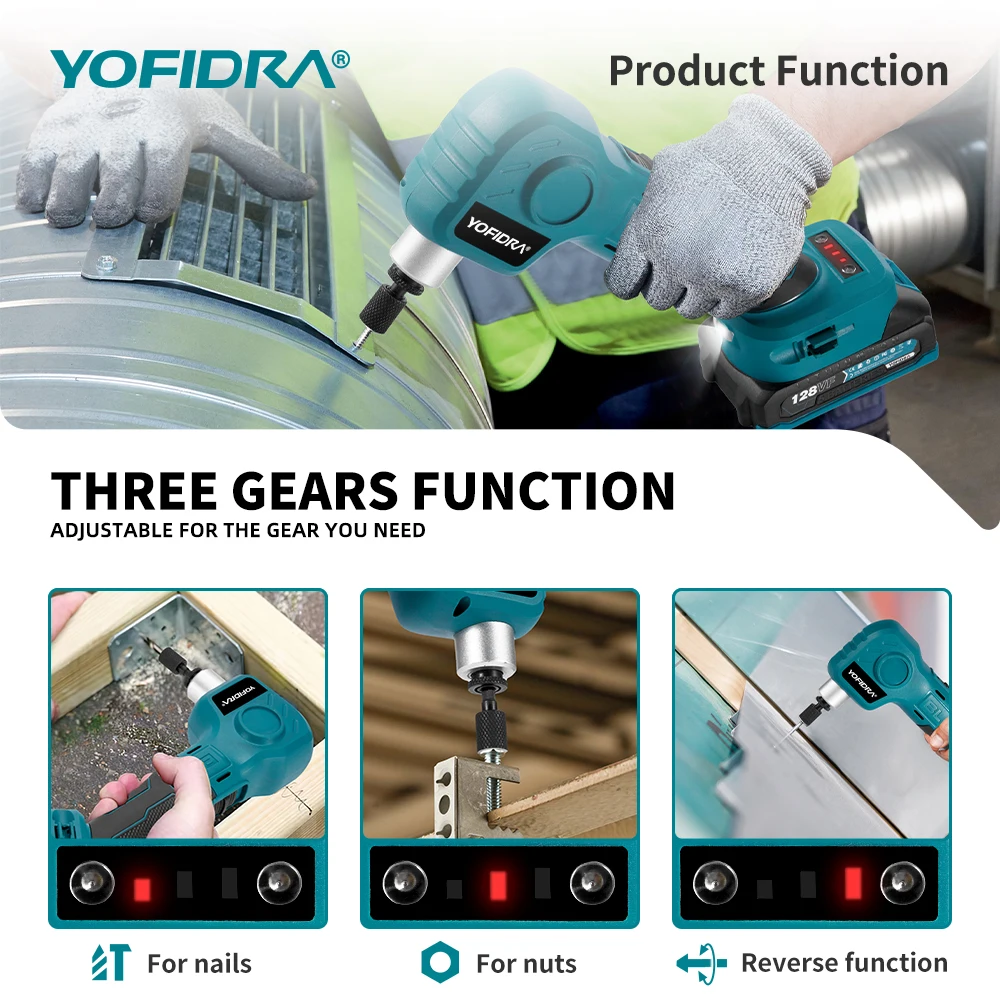 YOFIDRA 11MM Brushless Electric Screwdrivers 6000IPM Cordless Screwdriver Electric Drill Impact Driver for Makita 18V Battery