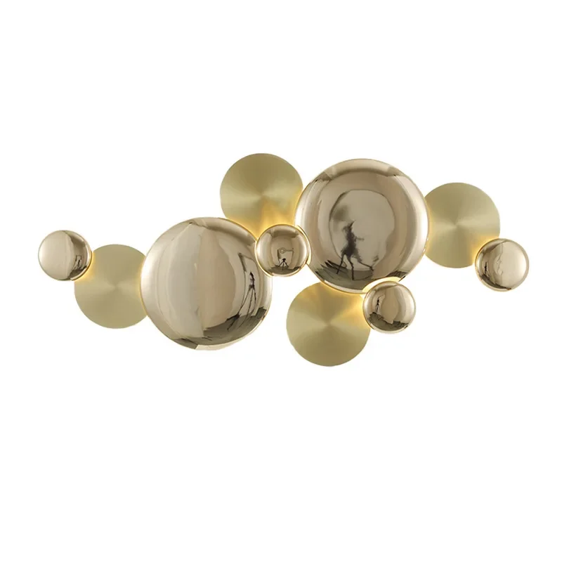 

Postmodern decoration, designer living room model room, light luxury hotel villa, background wall atmospheric wall lamp