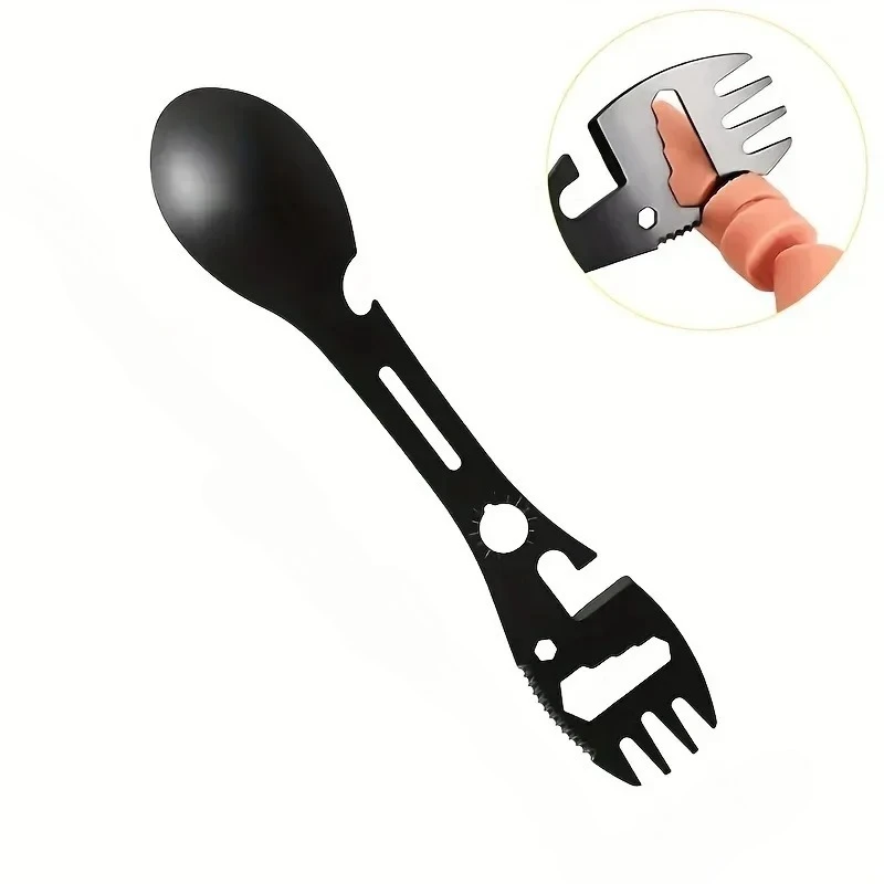 Multifunctional Whistle Knife Outdoor Camping Survival Spork Kitchen Multifunctional Wrench Bottle Opener Spoon.