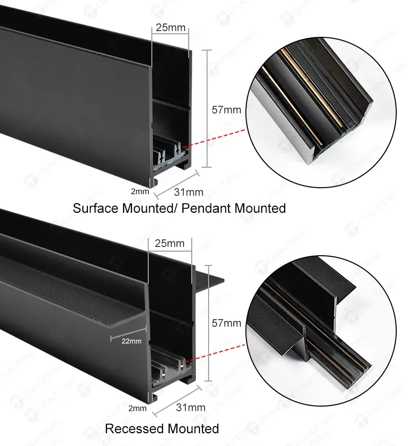 Magnetische Spoor Licht Systeem Lineaire Rail Verzonken DC90-265V Oppervlak Magneet Spoor Slimme Afstandsbediening Led Track Licht