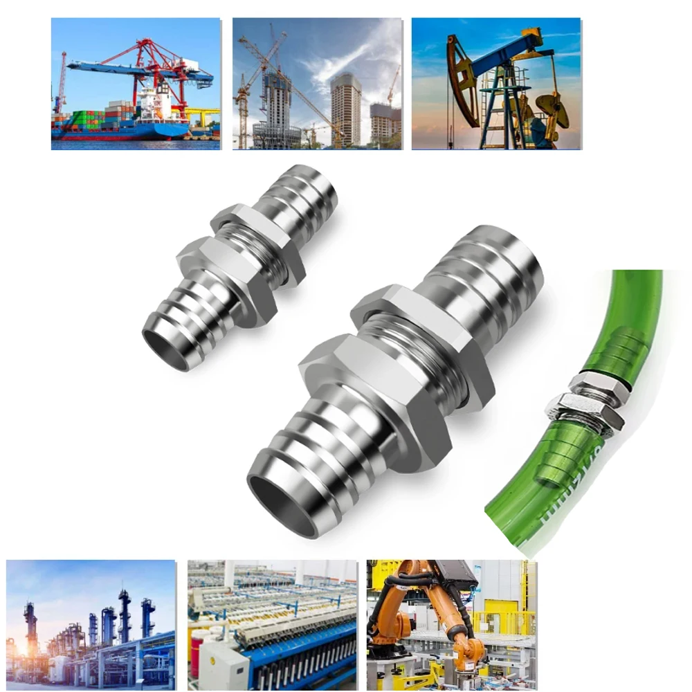 4mm 6mm 8mm 10mm 12mm 14mm 16mm 19mm 20mm 25mm 32mm Hose Barb Bulkhead 304 Stainless Steel Barbed Pipe Fitting Connector