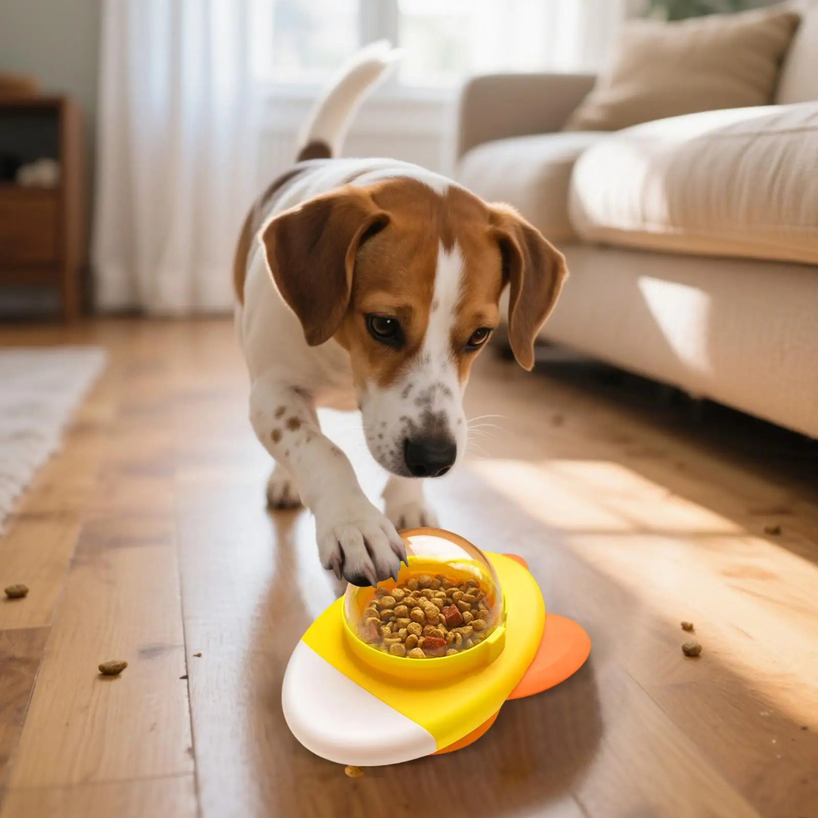 Juguete alimentador para perros, juguete giratorio para alimentación de gatos, forma de avión, alimentador lento, rompecabezas de comida educativo para aperitivos caseros, escritorio de suelo de entrenamiento