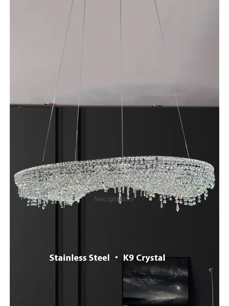 

Light luxury crystal chandelier high-end postmodern dining table restaurant island platform basement bar counter villa