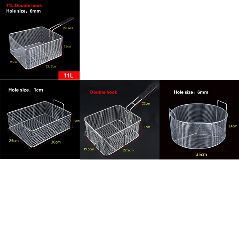 Stainless steel frying basket net French fries basket frying frame square oil  control filter frying basket dense frying screen