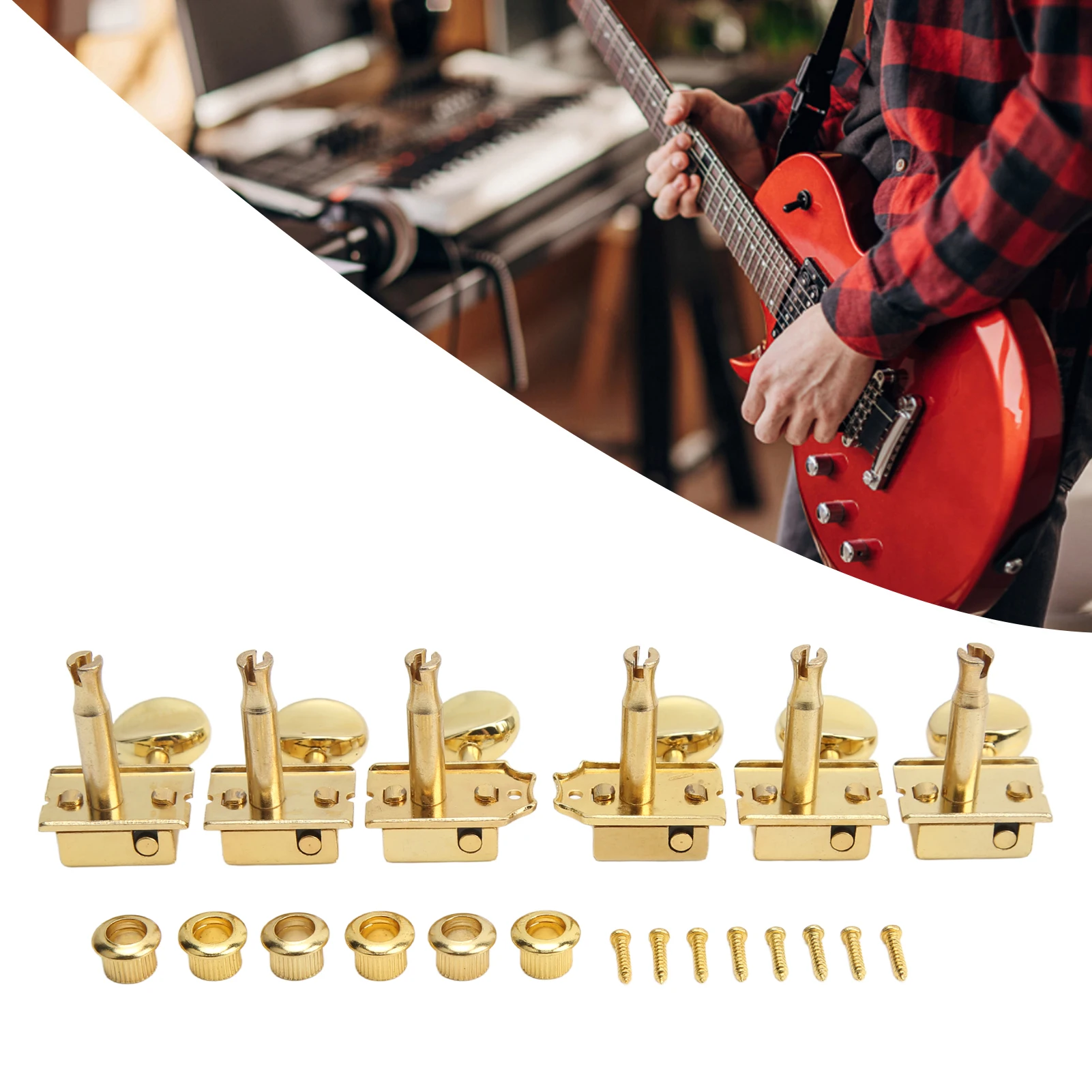 6 Pcs Electric Guitar Tuning Pegs Metal Gold Guitar Replacement Tuning Keys Peg Machine Head
