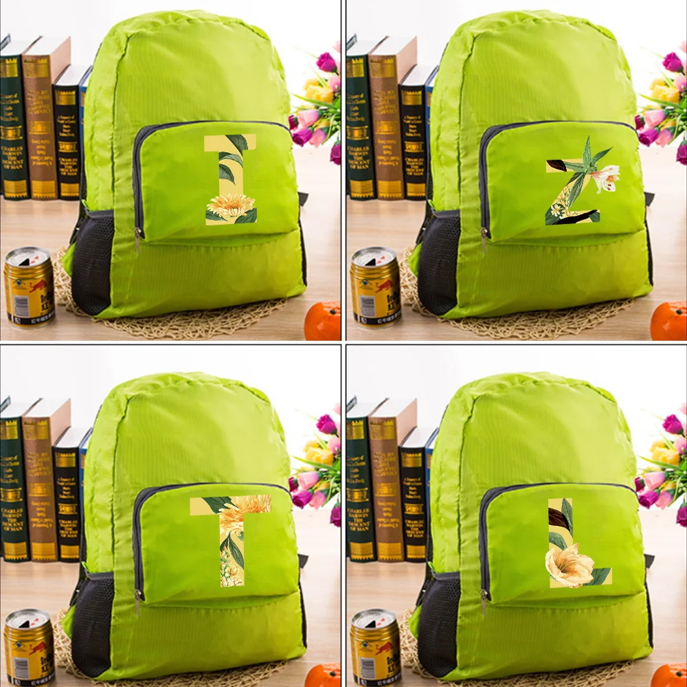 

Cross-country Ultralight Portable Riding Foldable Ultralight Outdoor Folding Floral Letter Print Travel Sport Daypack for Youth