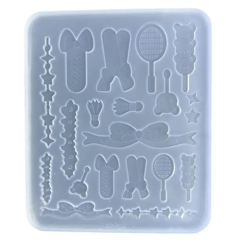 A52E Sternkette Schleife Form Silikonform für DIY Kunst Schleife Stern Tennis Epoxidharz Form Schlüsselanhänger Charme Gussform – Detail 4