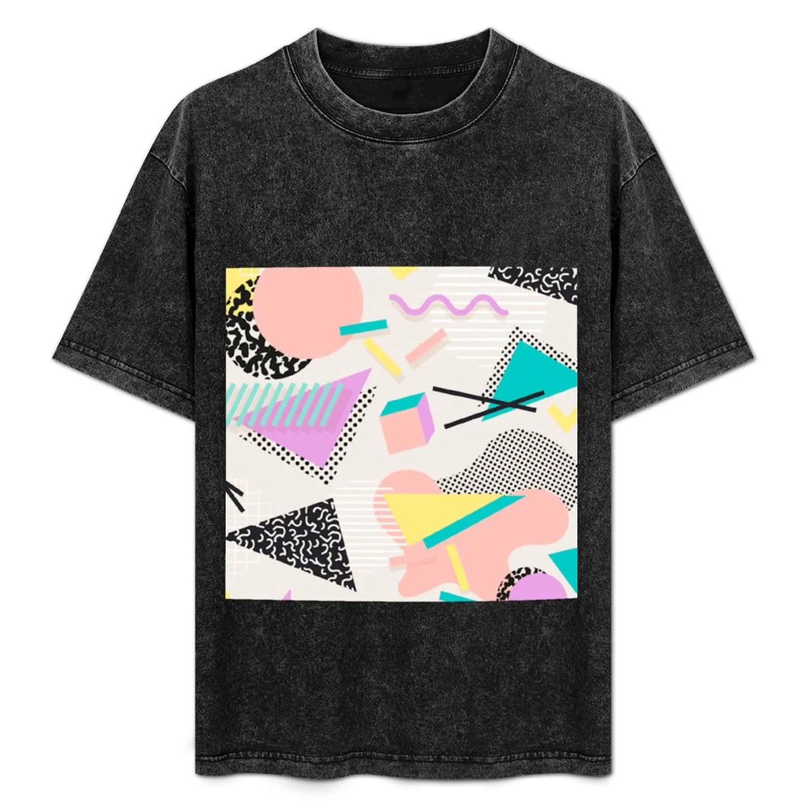 

80s / 90s RETRO ABSTRACT PASTEL SHAPE PATTERN T-Shirt customs design your own summer top oversizeds Men's cotton t-shirt