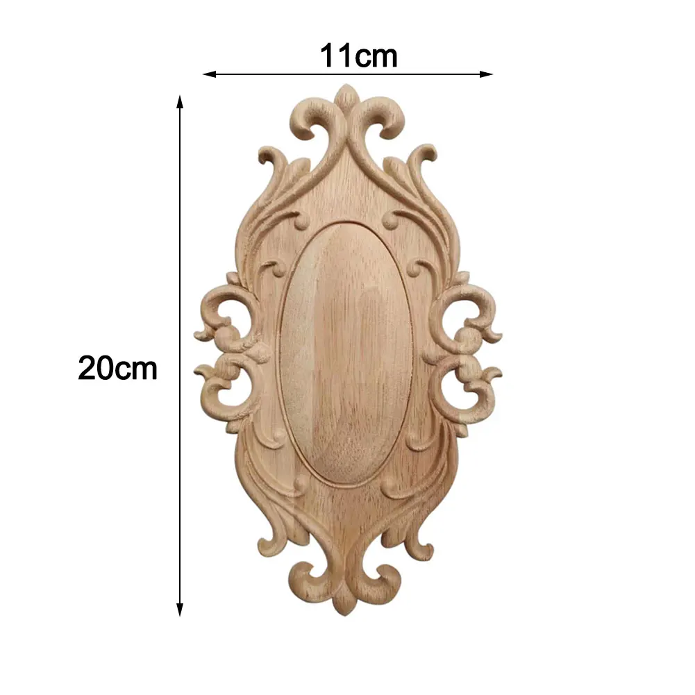 Solid Wood Carved Applique for Doors Walls Retro Style Decorative Woodcarving Piece Home Decor 20x11cm to 35x20cm