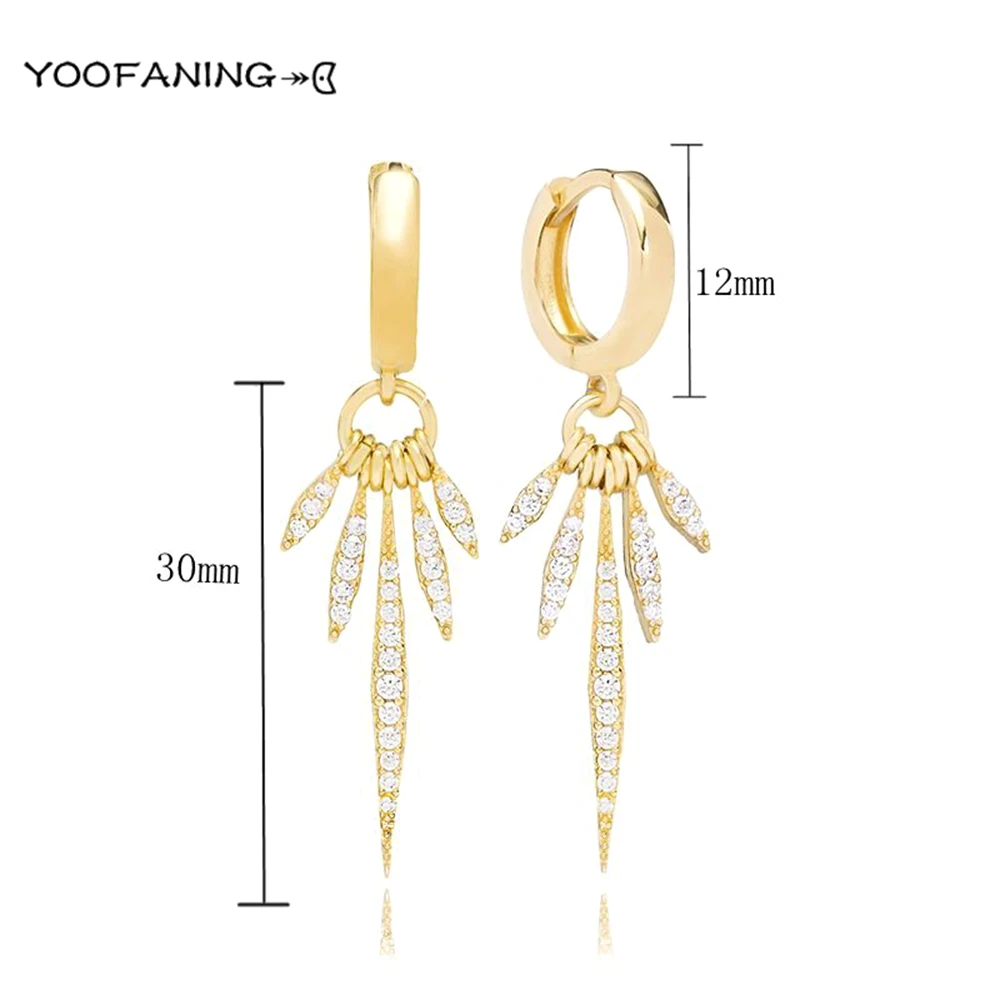 925 Sterling Silver Ear Needle Fashion Luxury  Hoop Earrings Colored Zircon Unique Maple Leaf Design Earrings for Women Jewelry