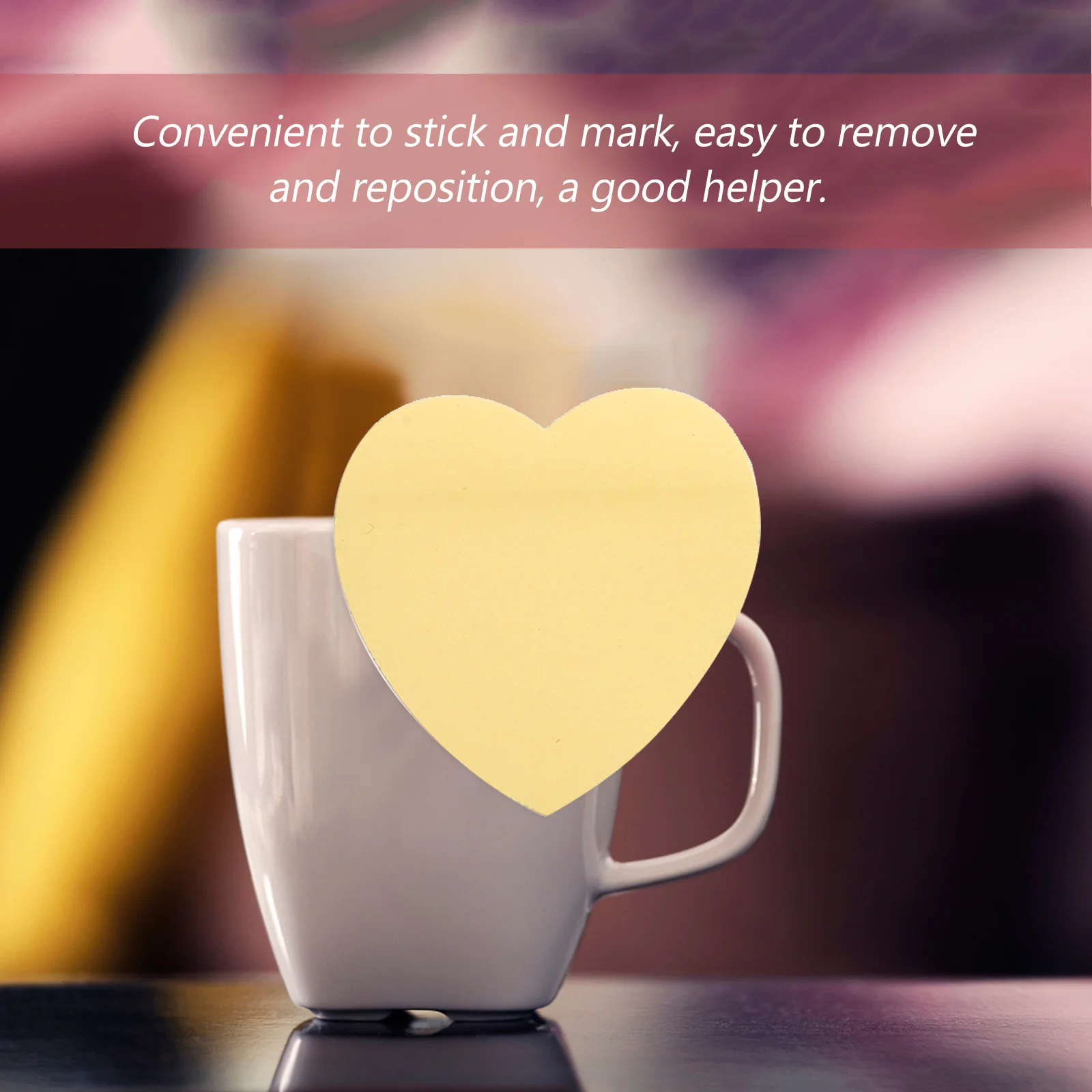 

16Pcs Colored Heart Premium Tearable Self-Stick Notes Super Strong Adhesive for Office Study Message Reminder
