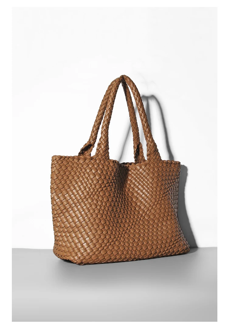 Große Kapazität Designer Stricken Mode PU Leder Damen Umhängetasche Handtaschen für Strand Reise Single-Shoulder Damen Tasche – Detail 11