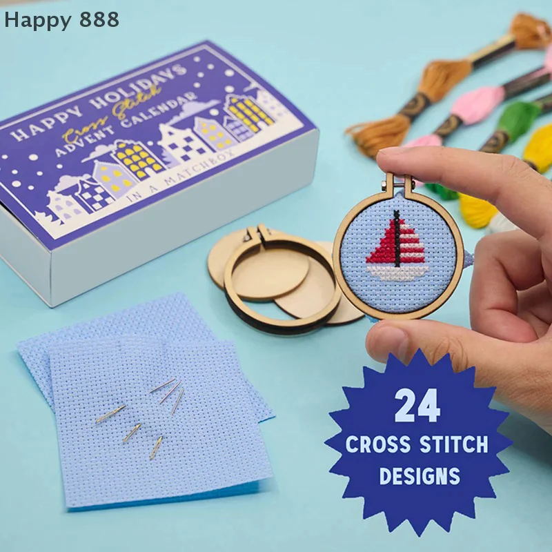 

Рождественский адвент-календарь для вышивки крестом, набор для вышивания рождественским отсчетом, узор для вышивки крестом для праздника Адвент-праздника